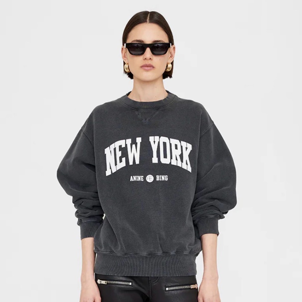 Anine Bing Charcoal 'New York' Crewneck